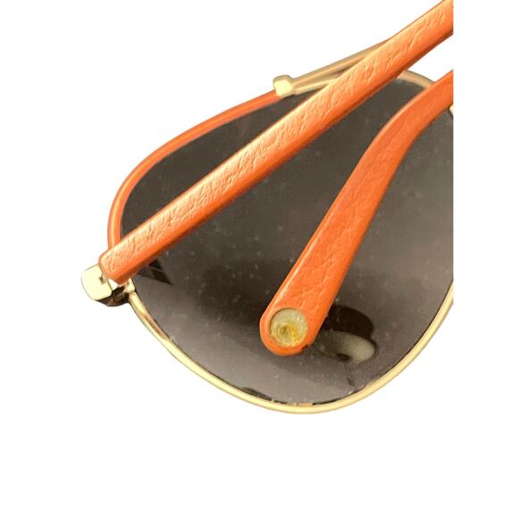 Tory Burch Aviator Sunglasses Gold Orange Flawed No Scratches With Case - Picture 6 of 8